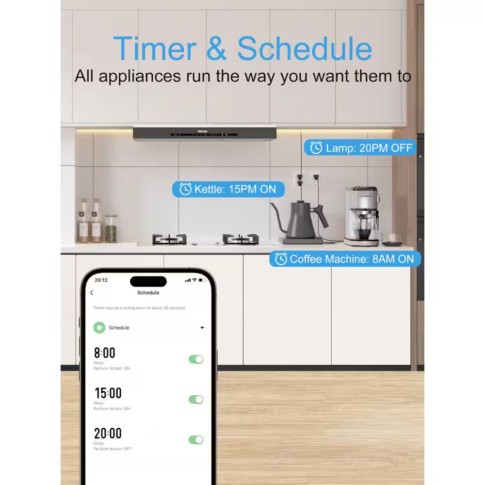15 Amp 120-Volt Wi-Fi Smart Plug Grounding Remote Control Alexa Google Home Comp