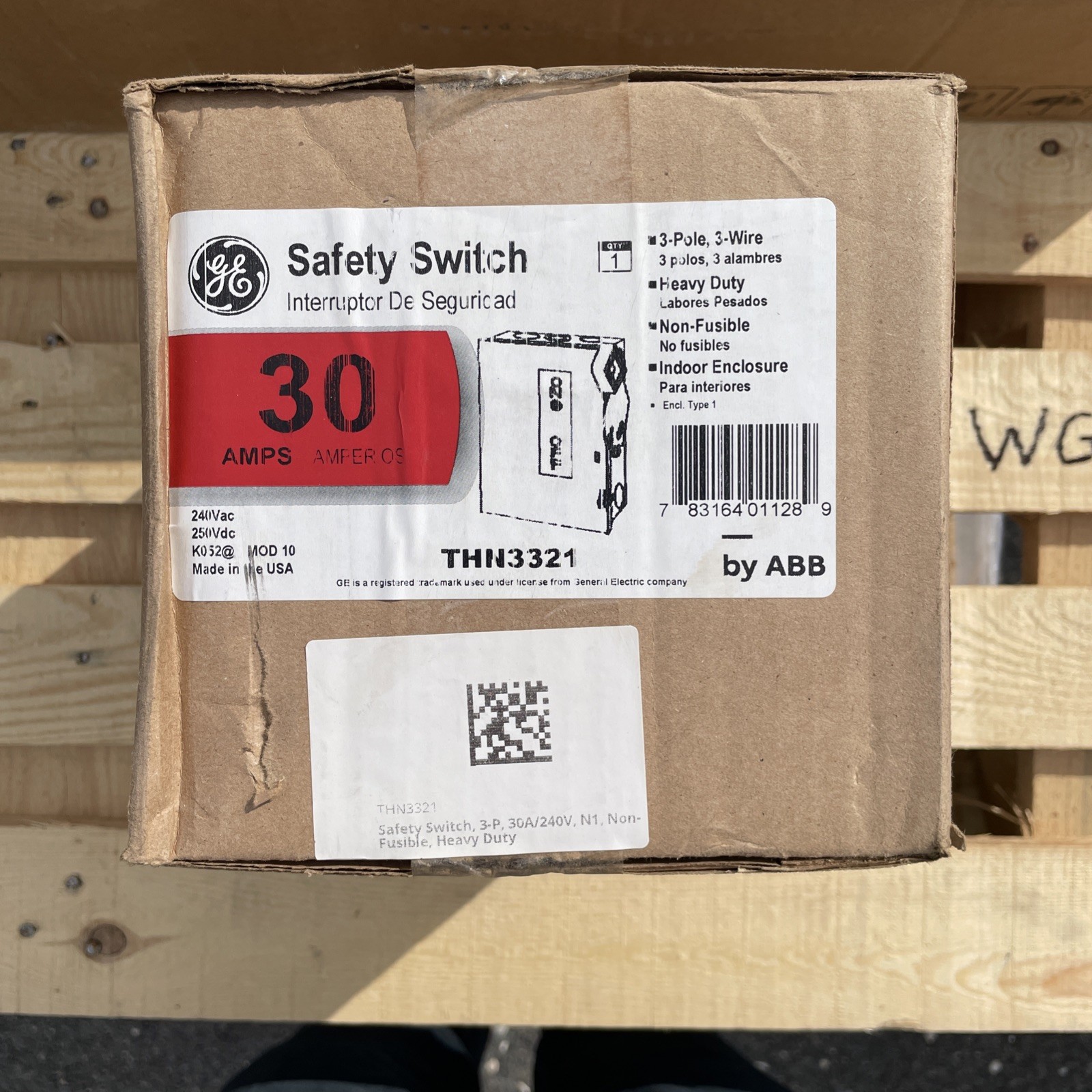 THN3321 GE 30 Amp 240V 3 Pole Non Fusible Nema 1 Indoor Rated Disconnect