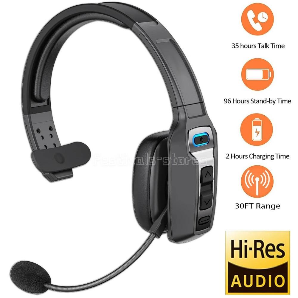 Trucker Bluetooth 5.2 Wireless Headset With Noise Cancelling Mic For Phones PC