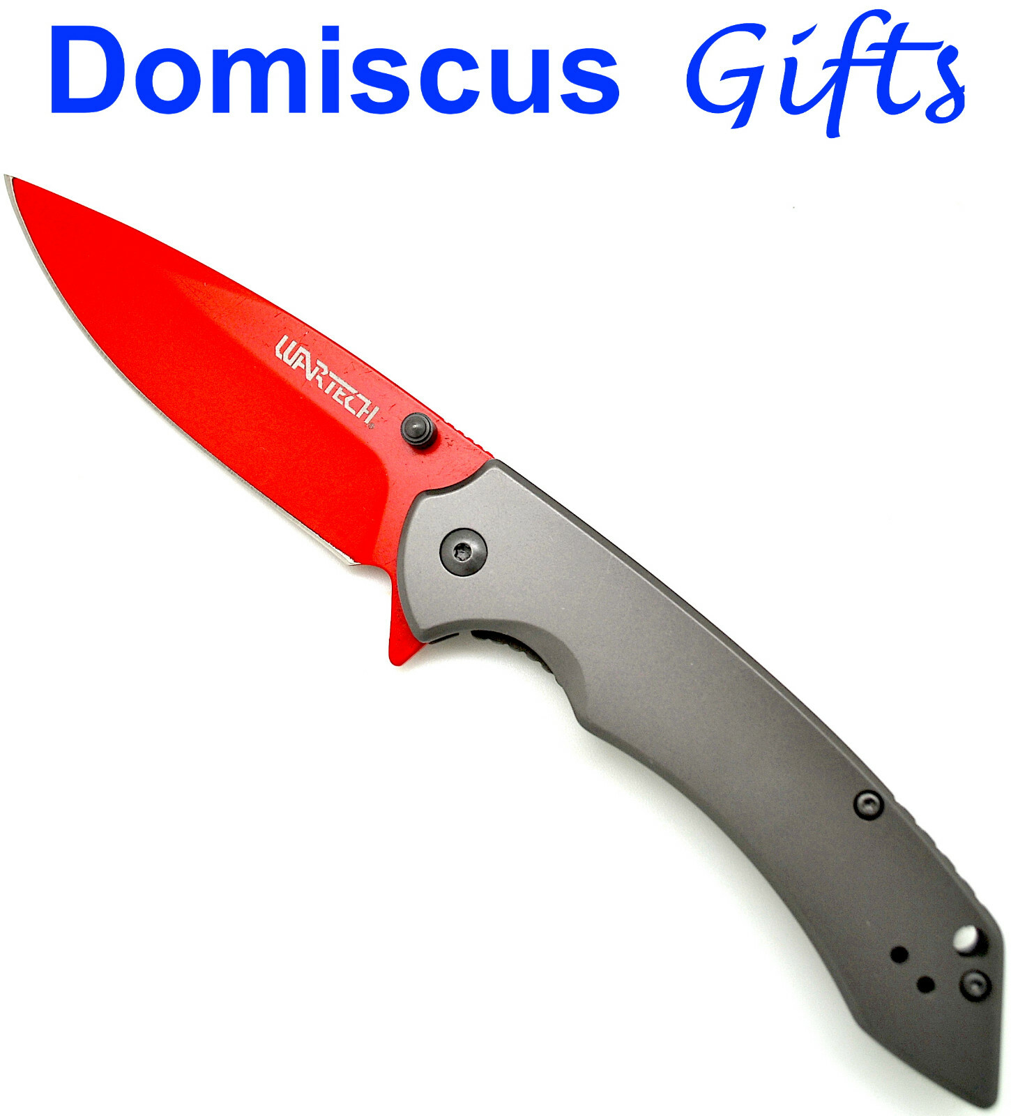 8" NEW! WARTECH Red Steel Grey Spring Assisted Sport POCKET Folding KNIFE Knives