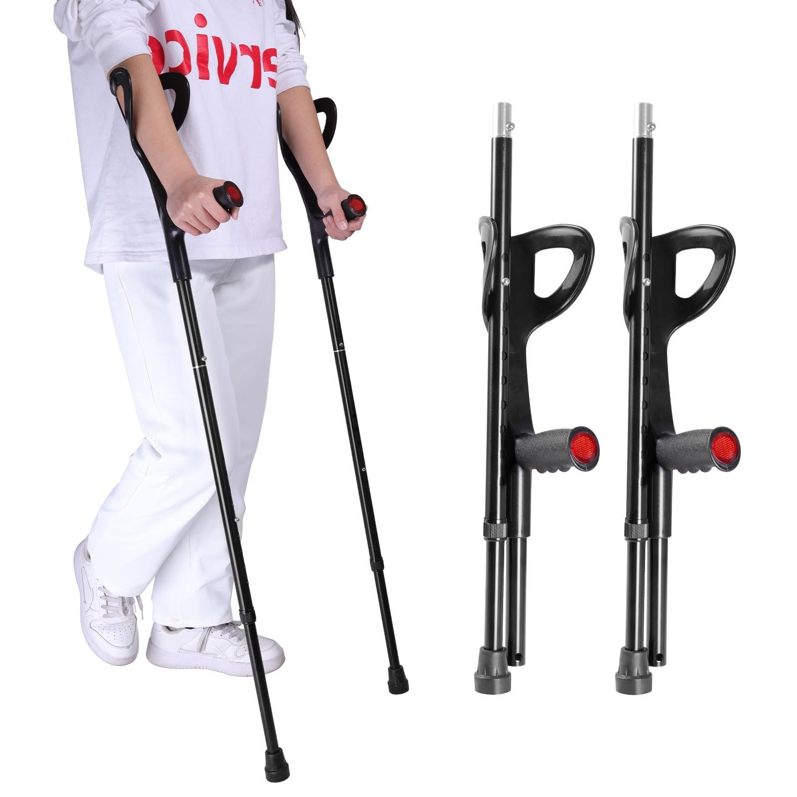 Forearm Crutches for Adults(1 Pair), Adjustable Arm Crutches, Aluminum Crutch...