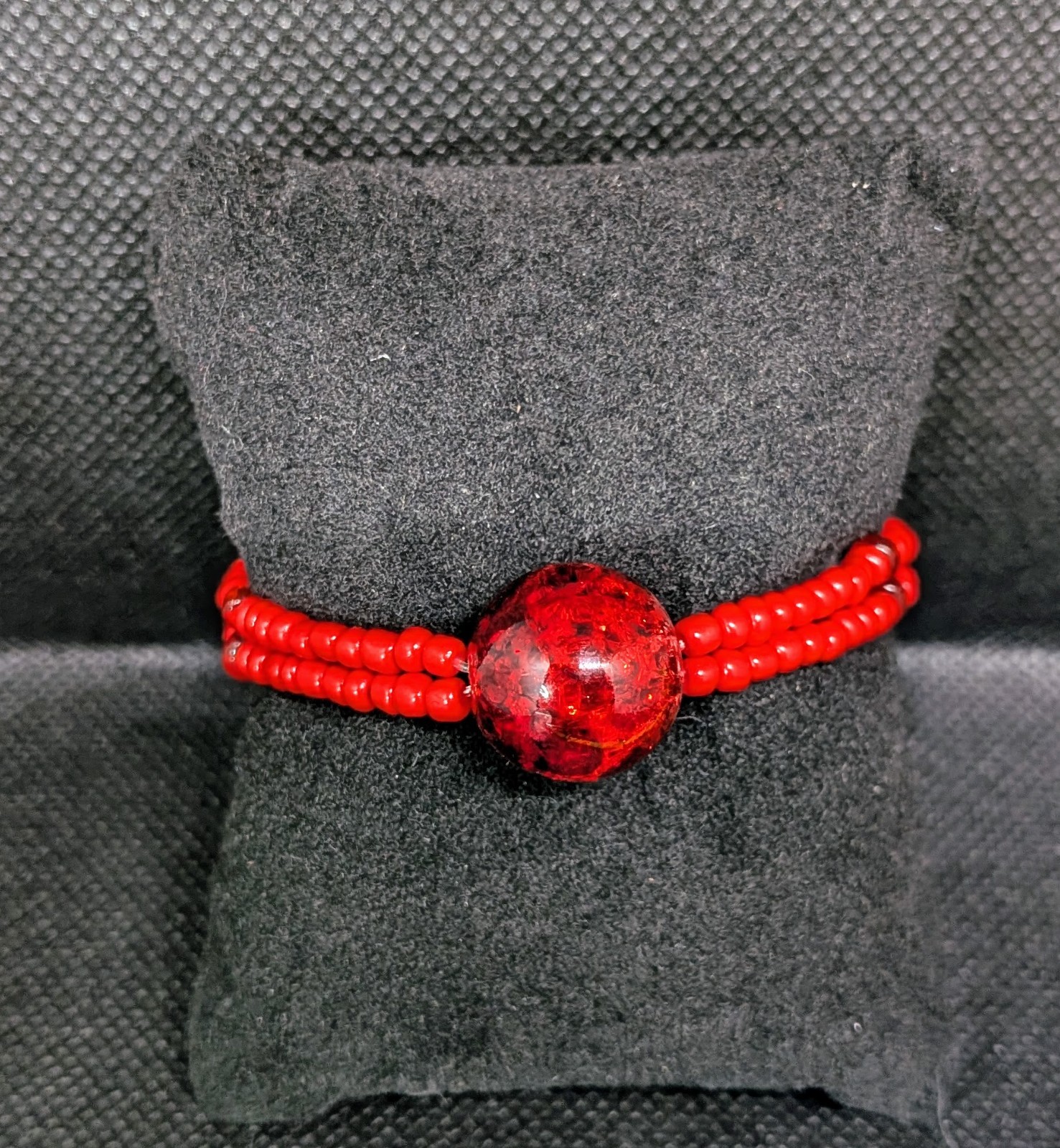 Red Fire Crackle Glass Handmade Bracelet