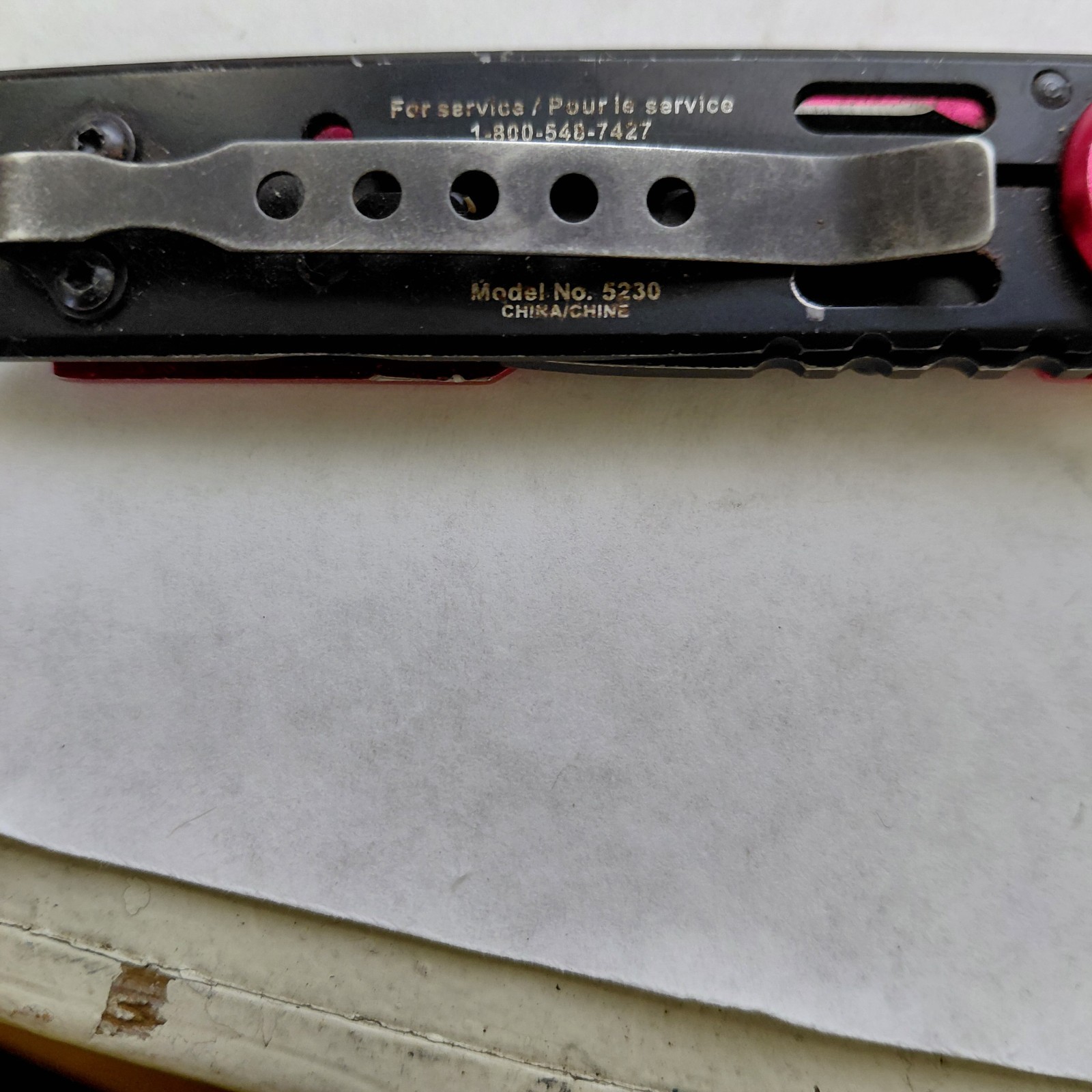 SNAP ON TOOLS Pocket Knife 5230 Tactical Frame Lock Red & Black Folding Knife 2”
