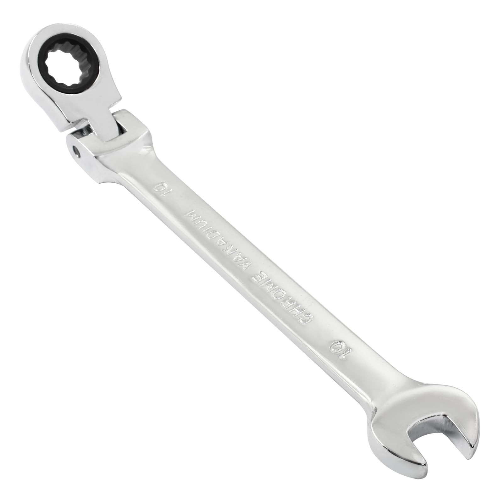Piutouyar 10mm Flex-Head Ratcheting Wrench, Professional Metric Ratchet