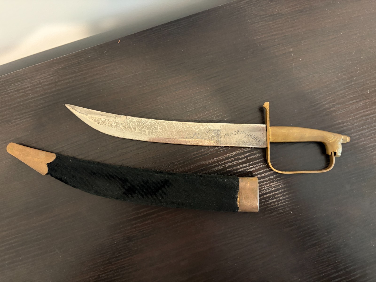 Ornamental Eastern Saber Knife | Metal, Wood, and Felt | Display Only