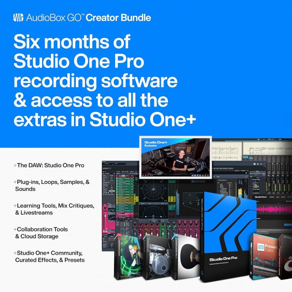 PreSonus Recording w/ Headphone Holder, Microphone Stand, Pop Filter Bundle