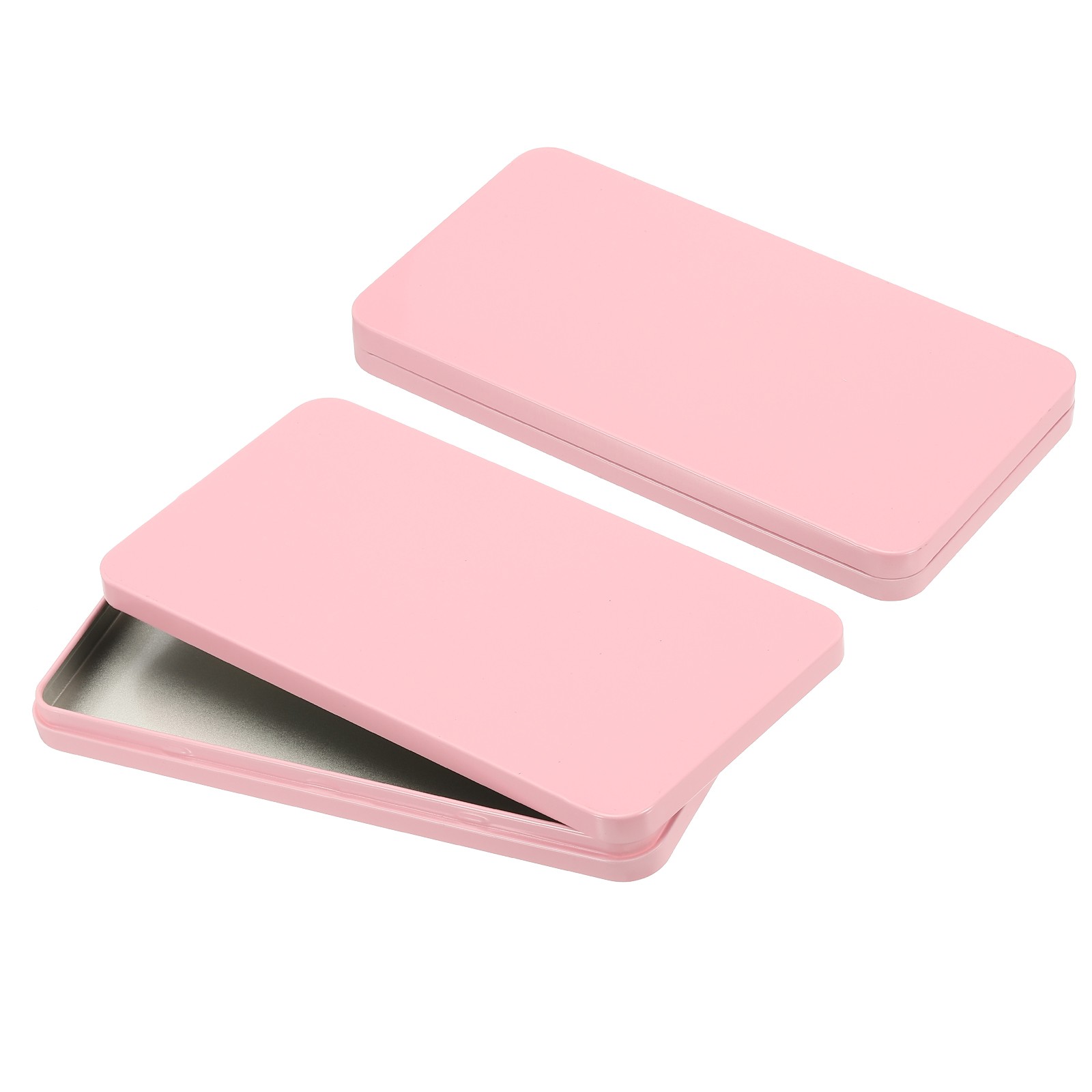 Small Cash Box, 2 Pcs Money Holder Metal Tin Box Cash Tray Organizer, Pink
