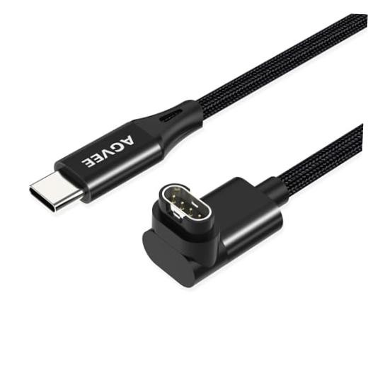 2 Pack 3.3ft USB-C Garmin Watch Charger, L-Shape Charging 3.3ft+3.3ft Black