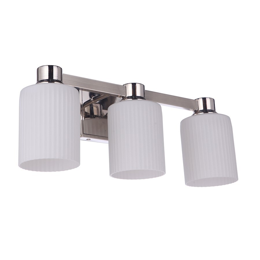 Craftmade Bretton 3 Light Vanity, Polished Nickel/Frost White - 12920PLN3