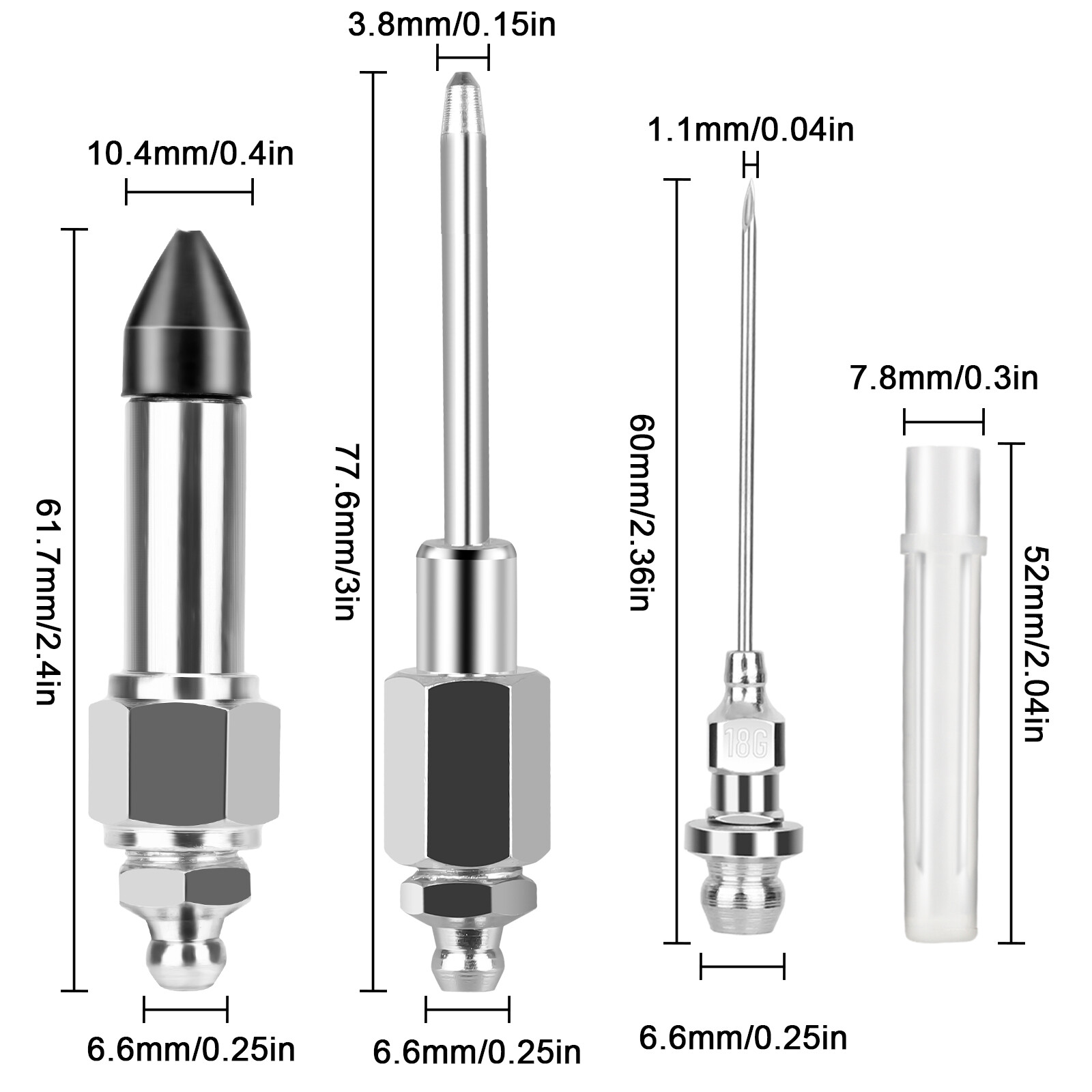Grease Gun Injector Needle Nozzle Dispenser Rubber Joint Fitting Accessories Set