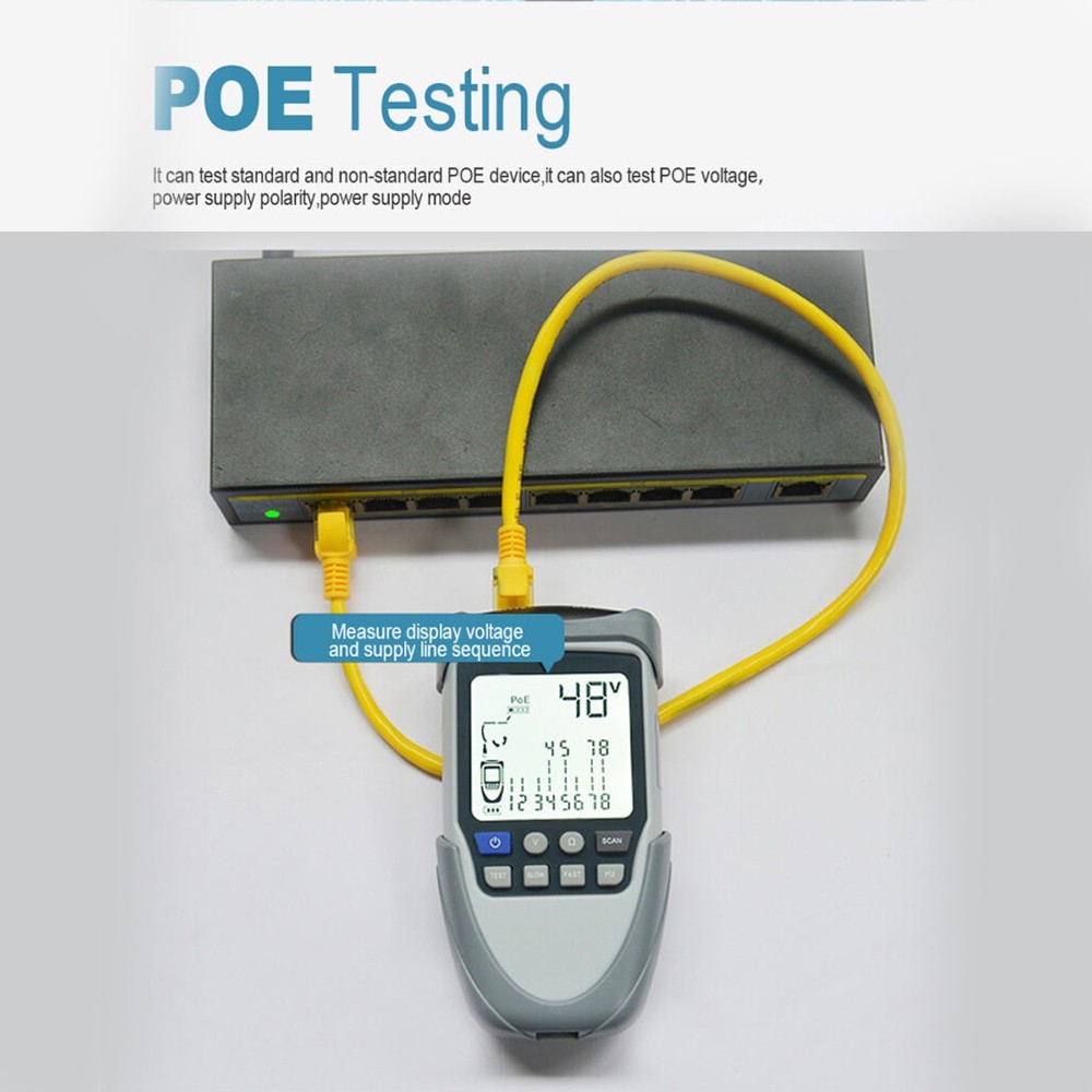 Digital LCD Cable Tester Wire Tracker Continuity Voltage Polarity Check POE Test