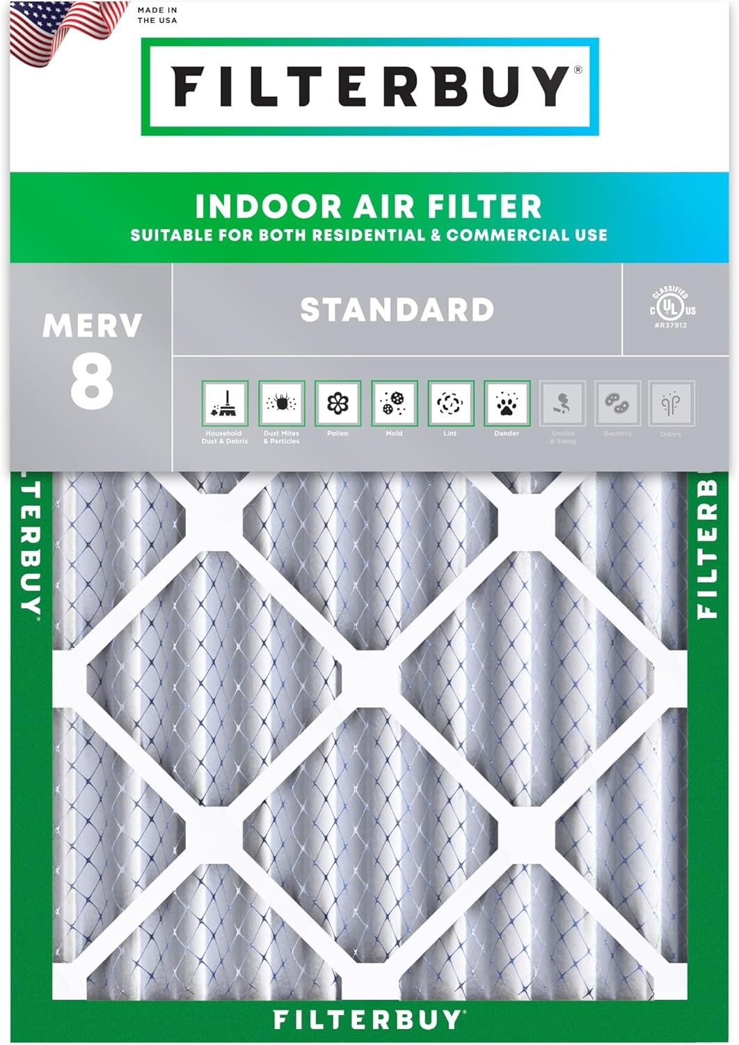 Filterbuy 14x20x4 Pleated Air Filters, Replacement for HVAC AC Furnace (MERV 8)