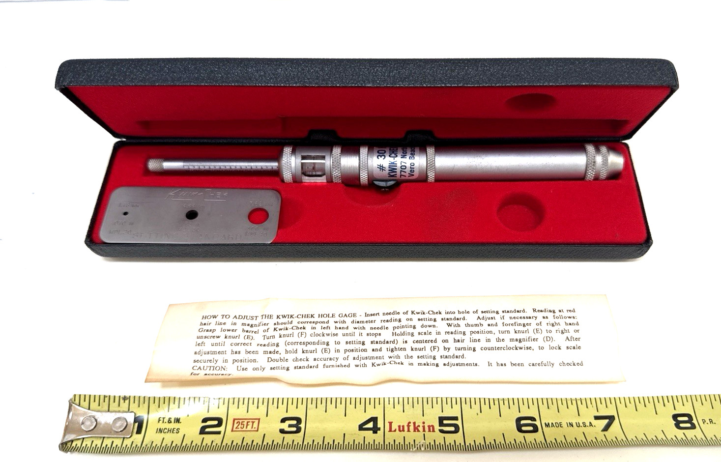 KWIK-CHEK #30 - Measurement Setting Gauge w BOX & PAPER     EXCELLENT