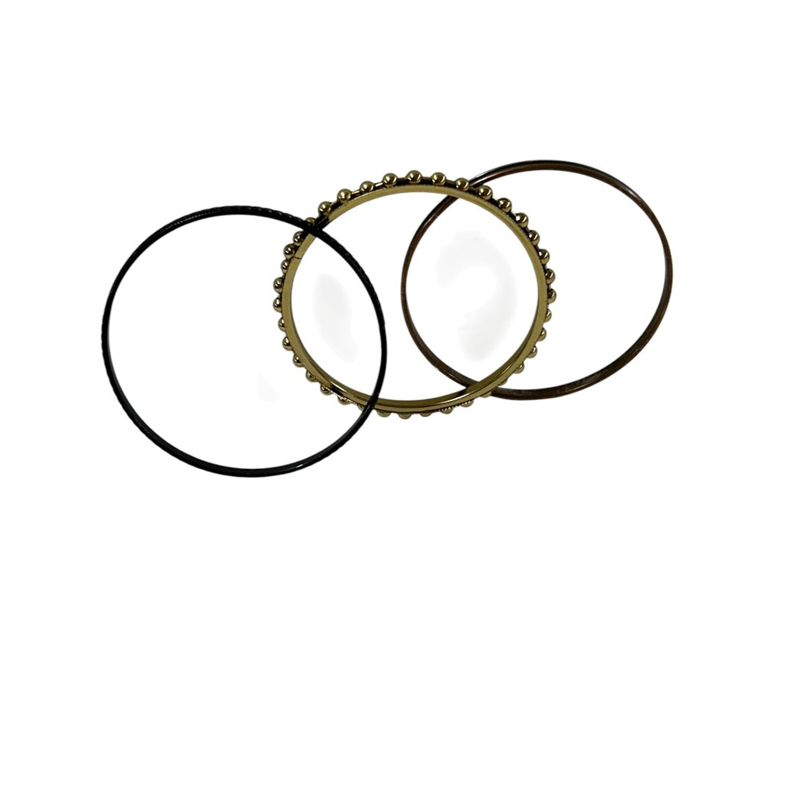 Set of 3 Mixed Metals Bangle Bracelets 2.5 Inch Inside Diameter
