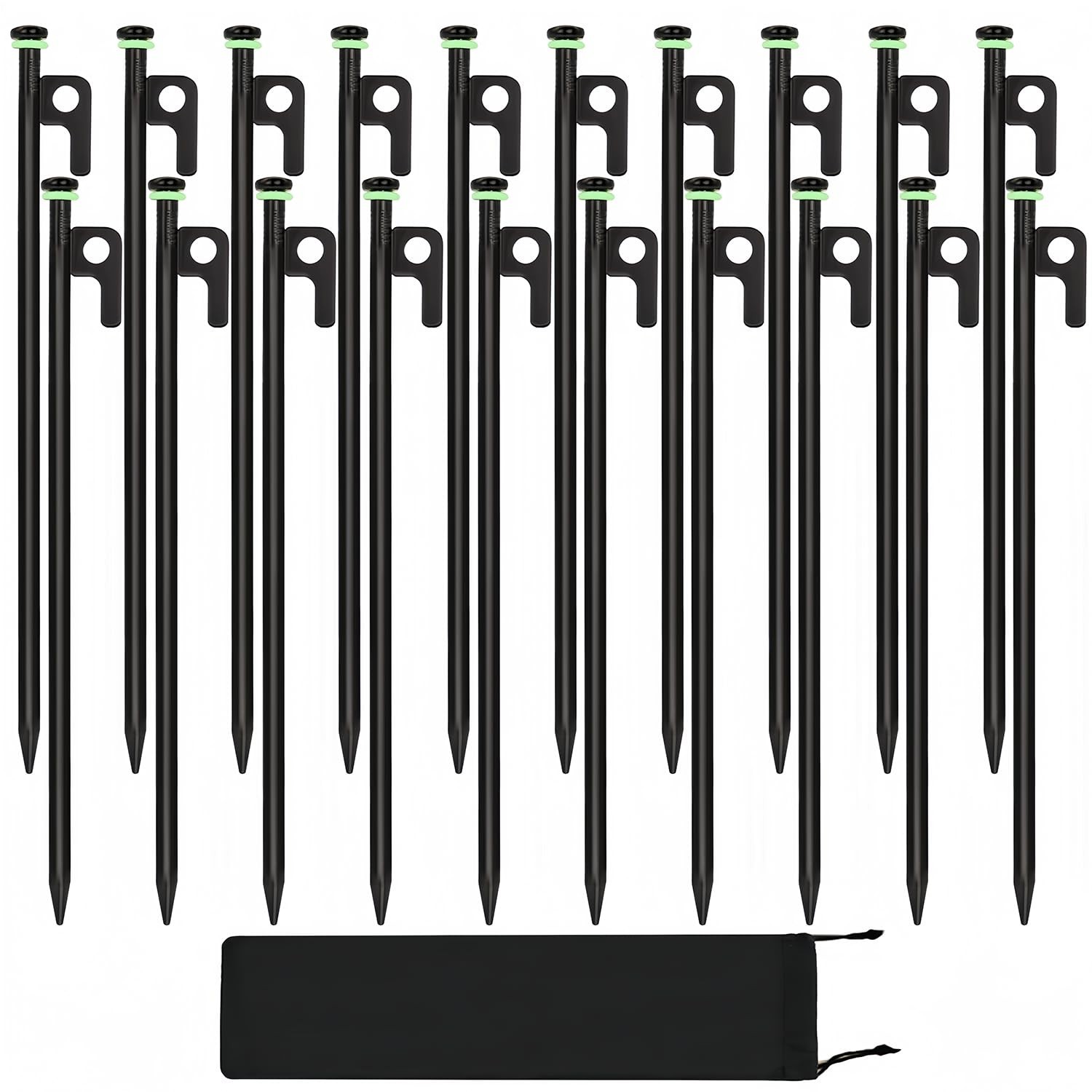 20Pcs Tent Stakes, 16in Heavy Duty Tent Stakes, Dia 0.35" Forged Steel Stakes...