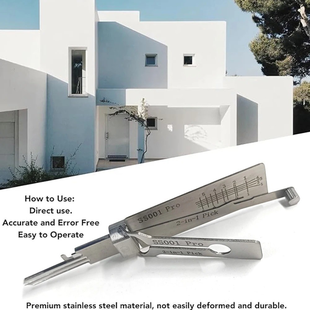 2-in-1 Stainless Steel Key Decoder SS001 PRO Lock Decoder Repair Tools-Free Ship