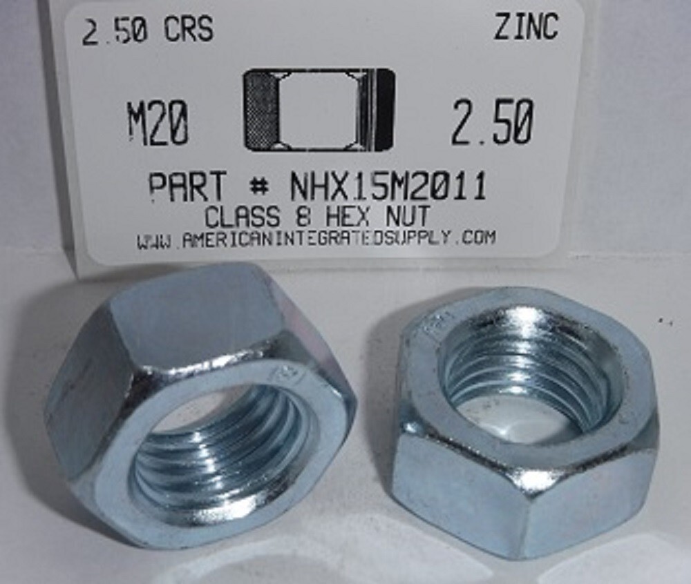 M20-2.50 HEX NUTS CLASS 8 STEEL ZINC PLATED (5)