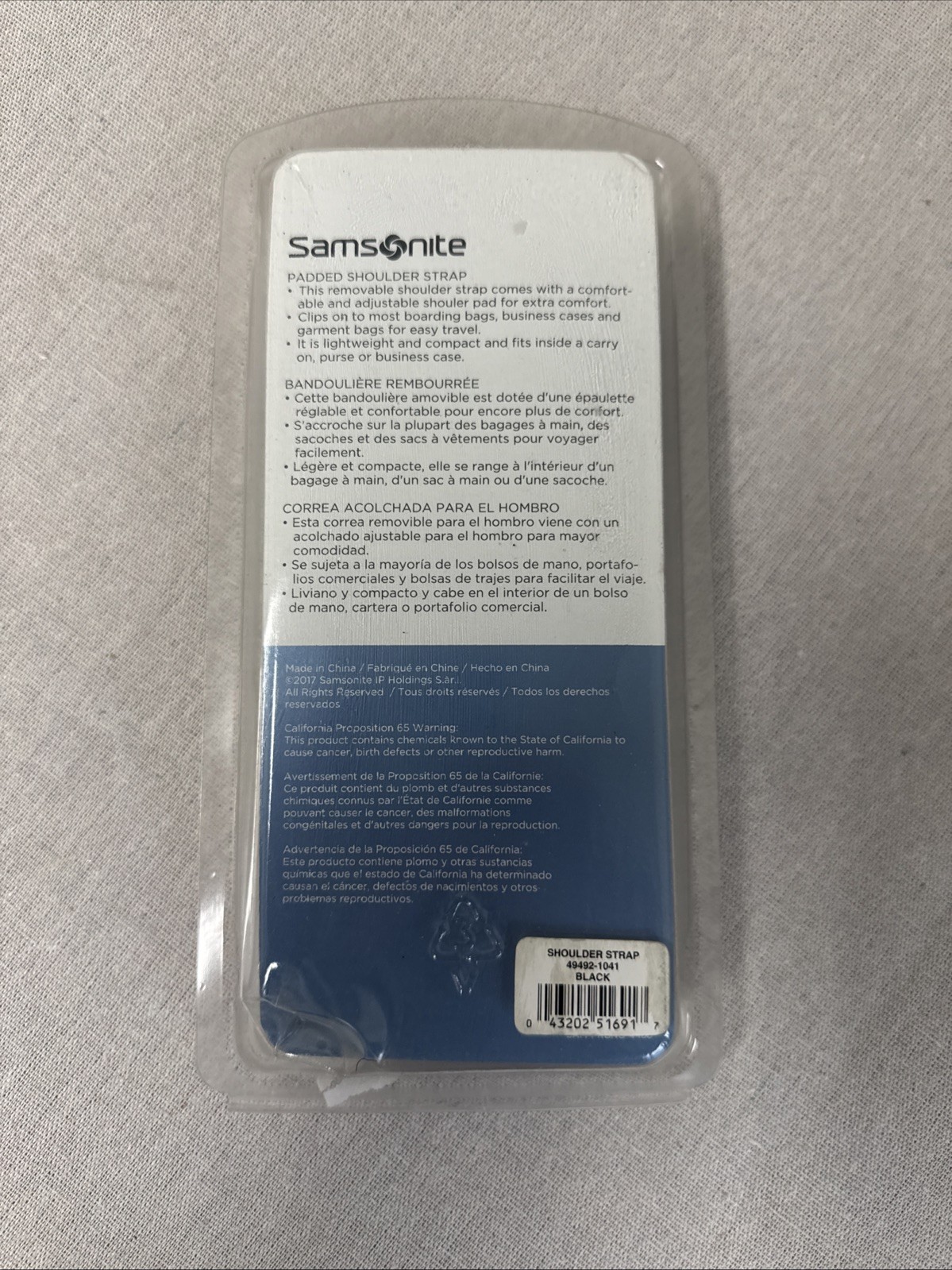 Samsonite Black Padded Shoulder Strap Belt Replacement Adjustable