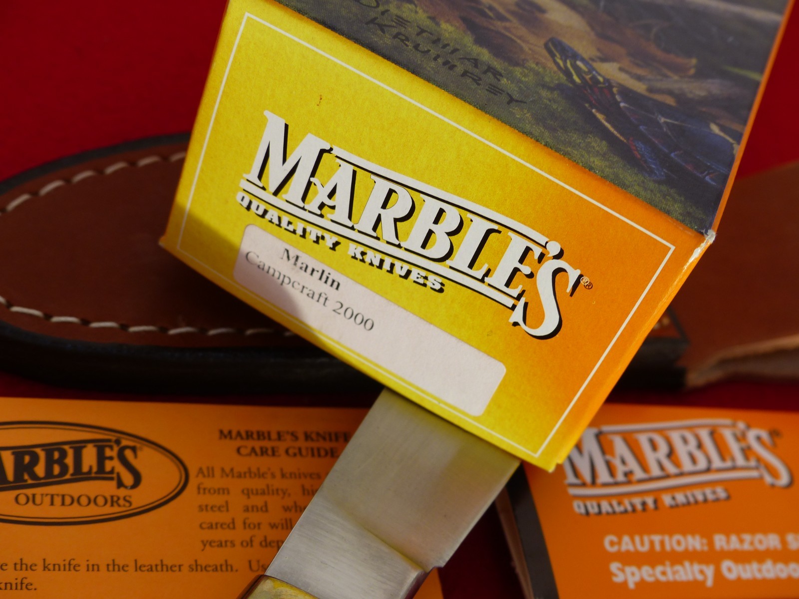 Marbles Gladstone USA Campercraft MARLIN 2000 mint fixed blade Sheath knife