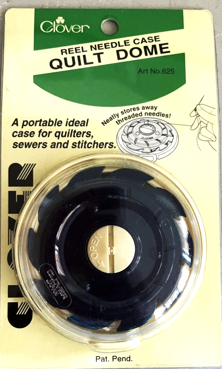 NEW Clover Dome Threaded Needle Case ART NO. 625 Hand Sewing Reel