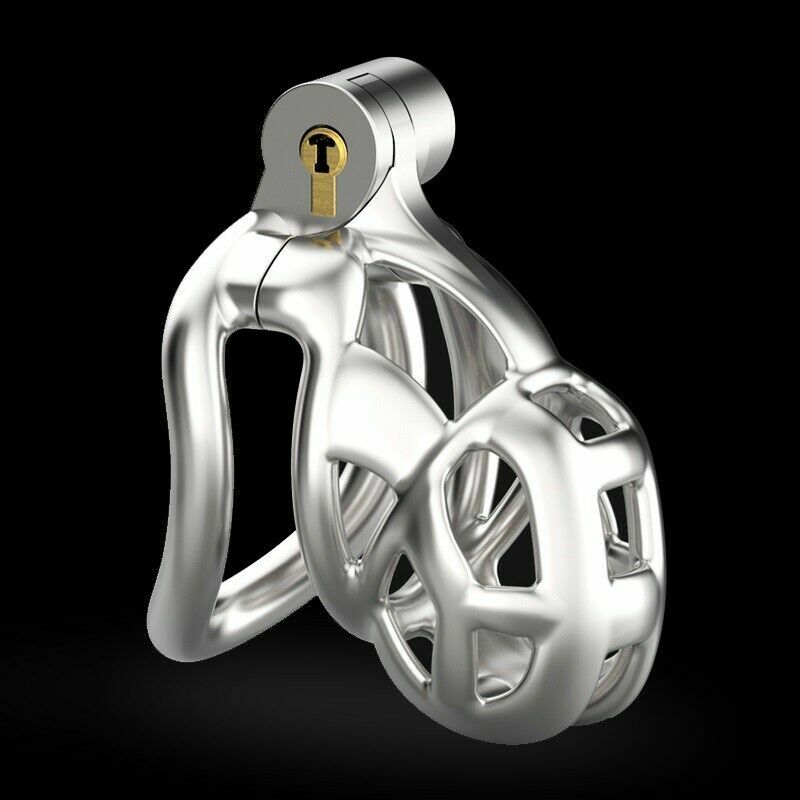 Stainless Steel Male Chastity Device Mamba cage Men metal Lock 45mm R++