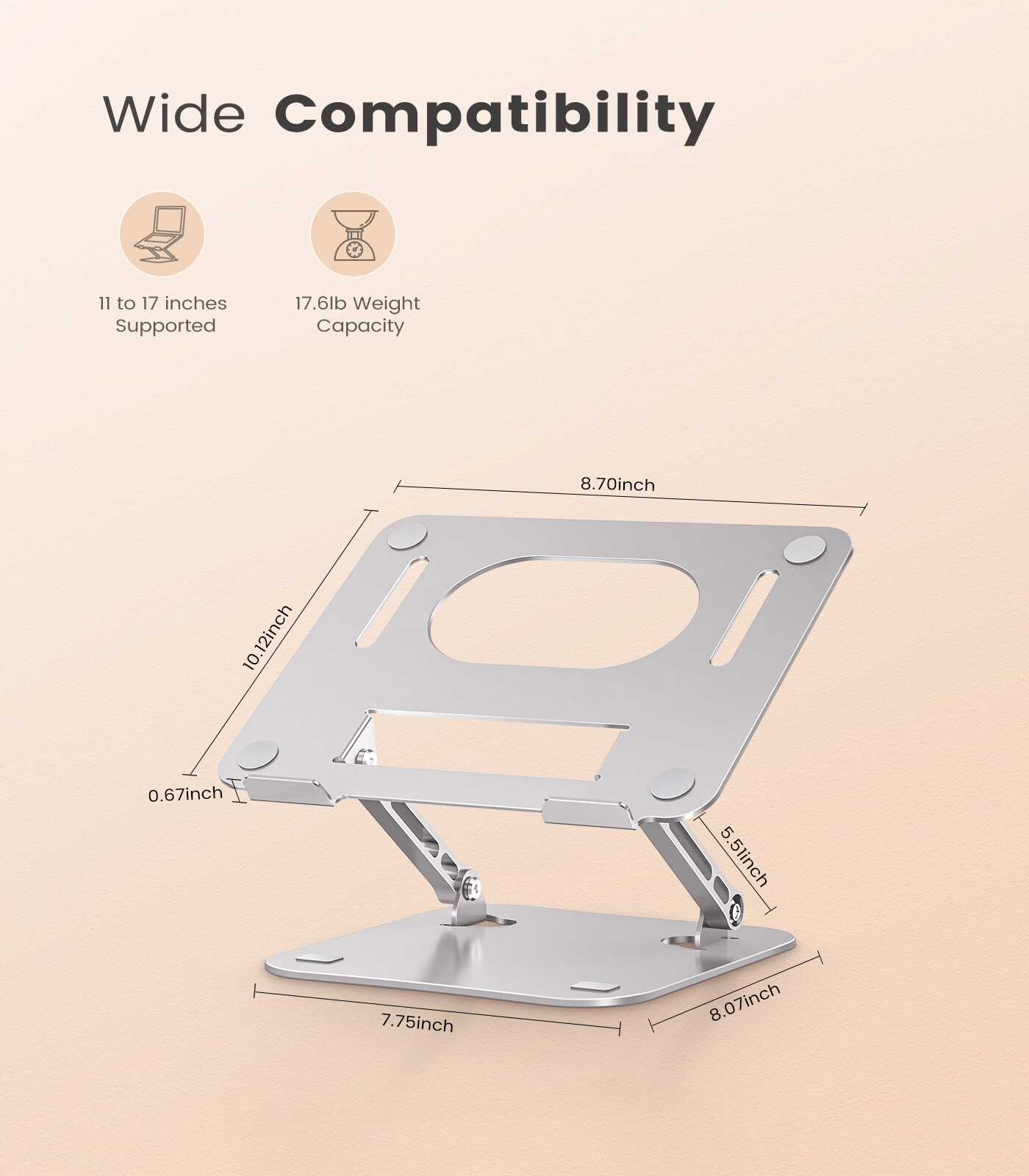 Adjustable Height &Angle Sturdy Aluminum Alloy Computer Notebook Stands Holders