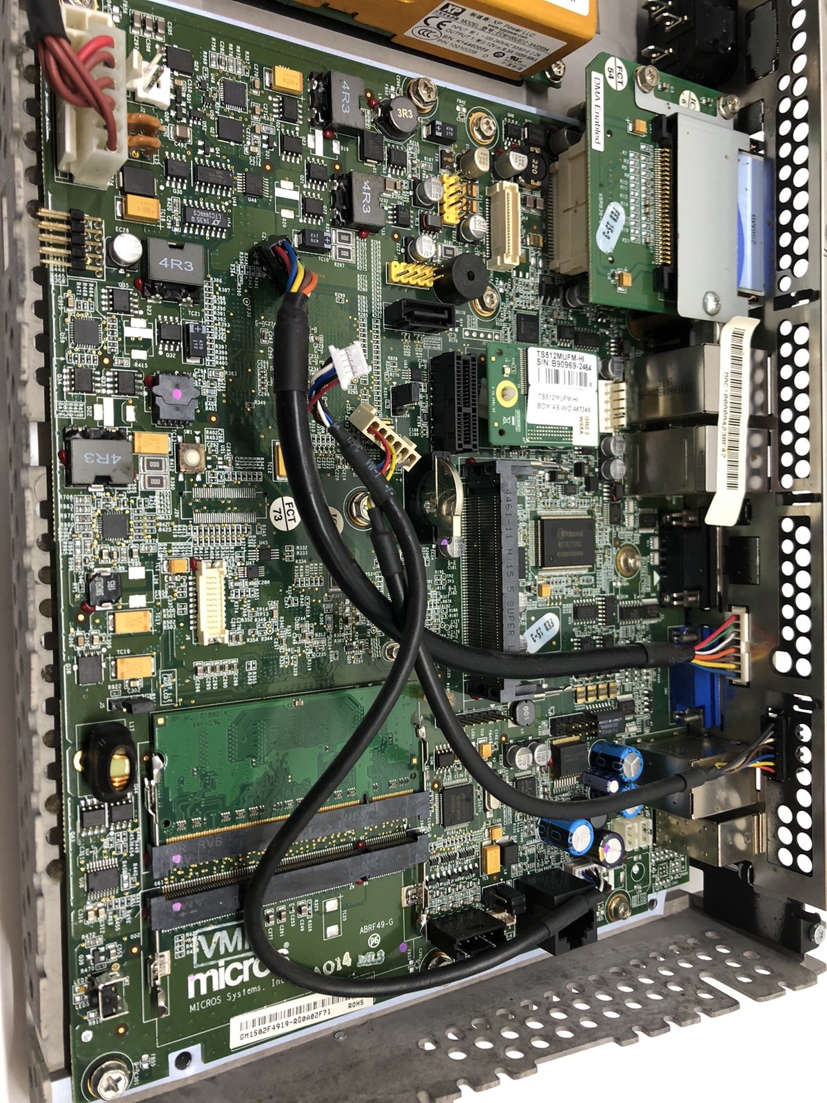 MICROS WORKSTATION 5A POS SYSTEM INTERNALS, MOTHEROBARD, CARD READER, &MORE LOT