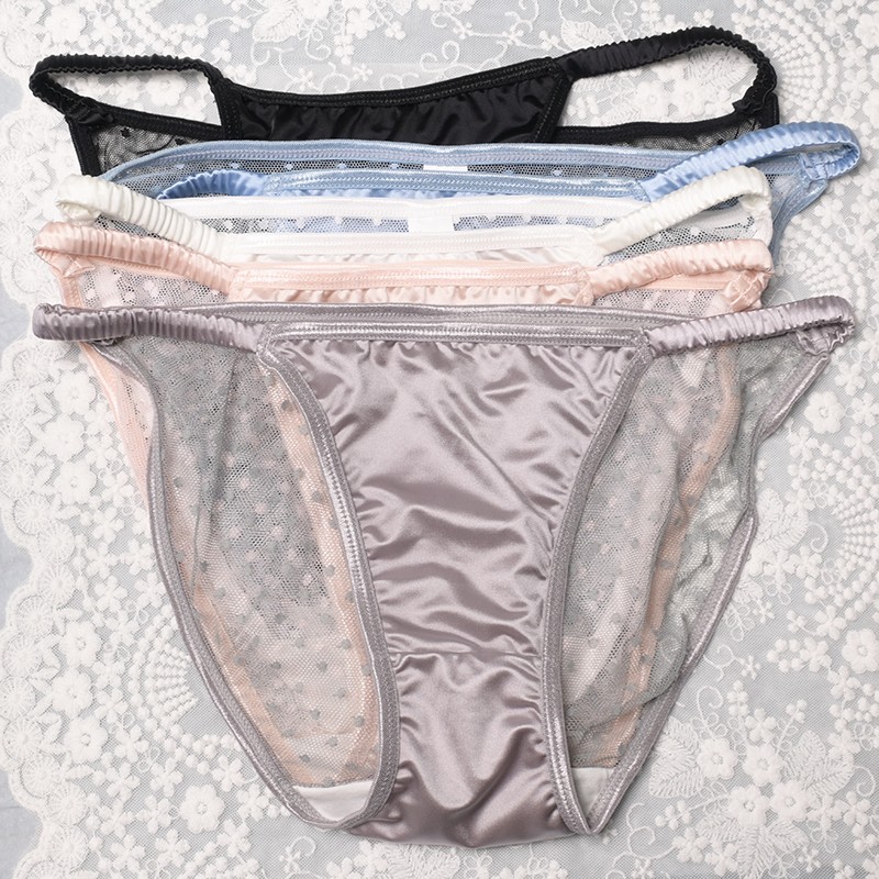5 Pack Lot Sexy Womens See Through Sheer Panties Bikini Satin Underwear Lingerie