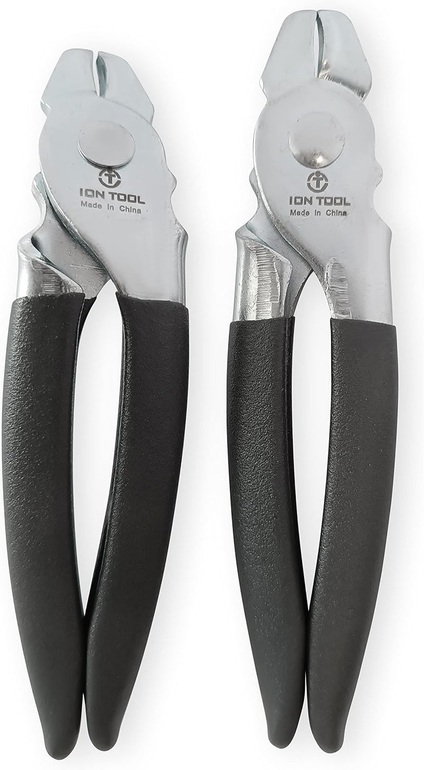 Hog Ring Pliers 2 Piece Set, Straight & 45° Bent, Steel with Cushion Non-Slip Gr