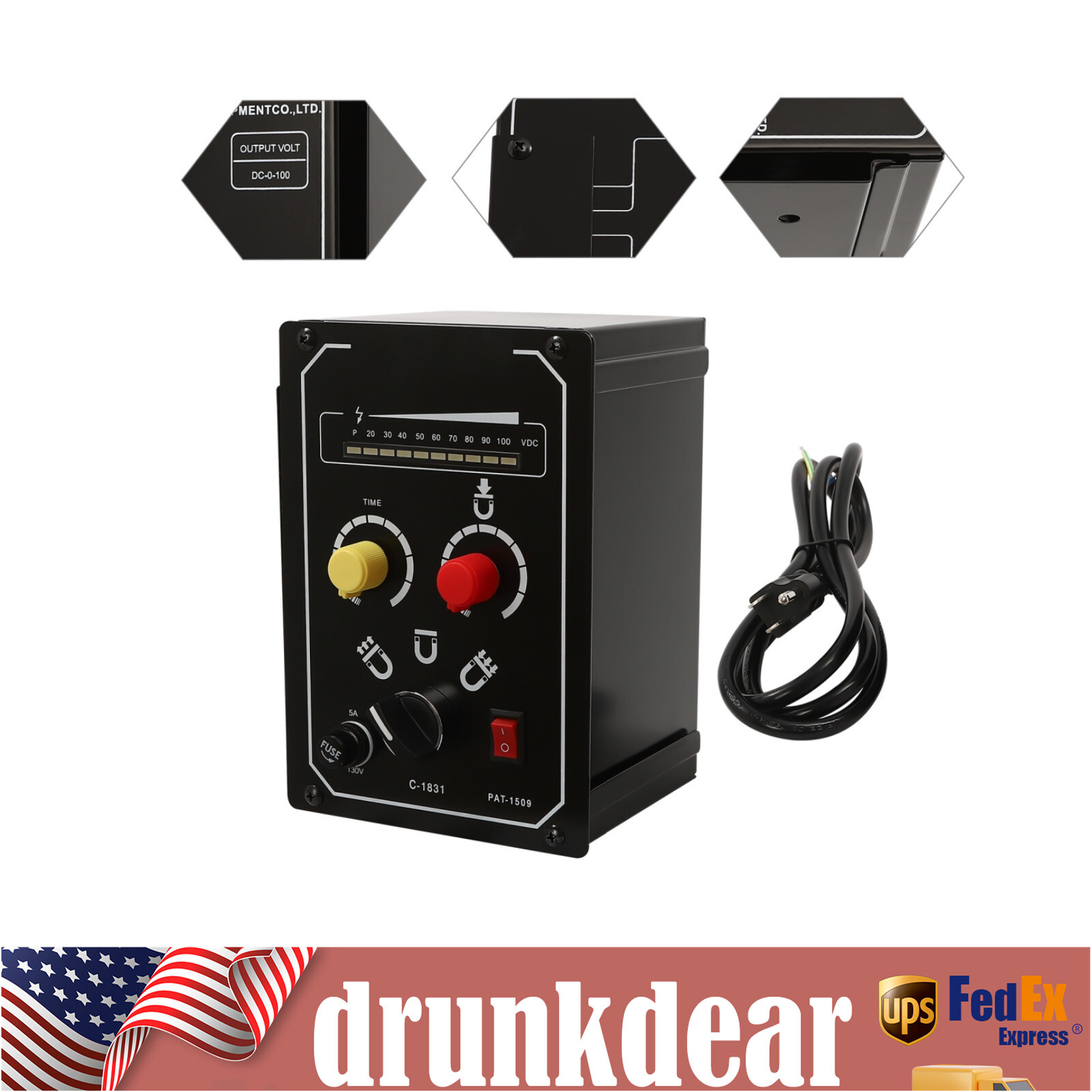 Electro Magnetic Chuck Controller 0-100V 5A DC Magnetic Force Adjustable 110V