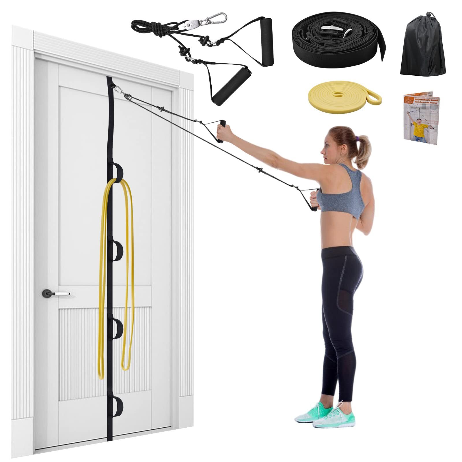 Shoulder Rehab Pulley System Arm Pulley Door Strap for Physical Therapy Exer...
