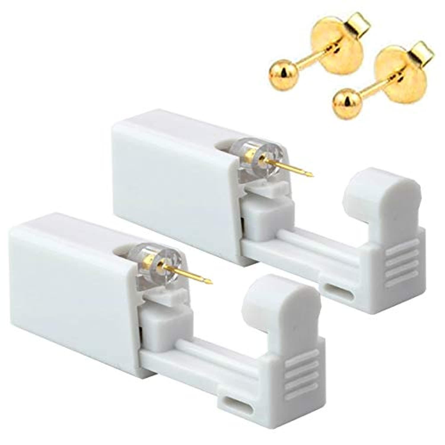 Ultimate Self Ear Piercing Tool Set - 2 Pack with Gold Studs & Alcohol Pads