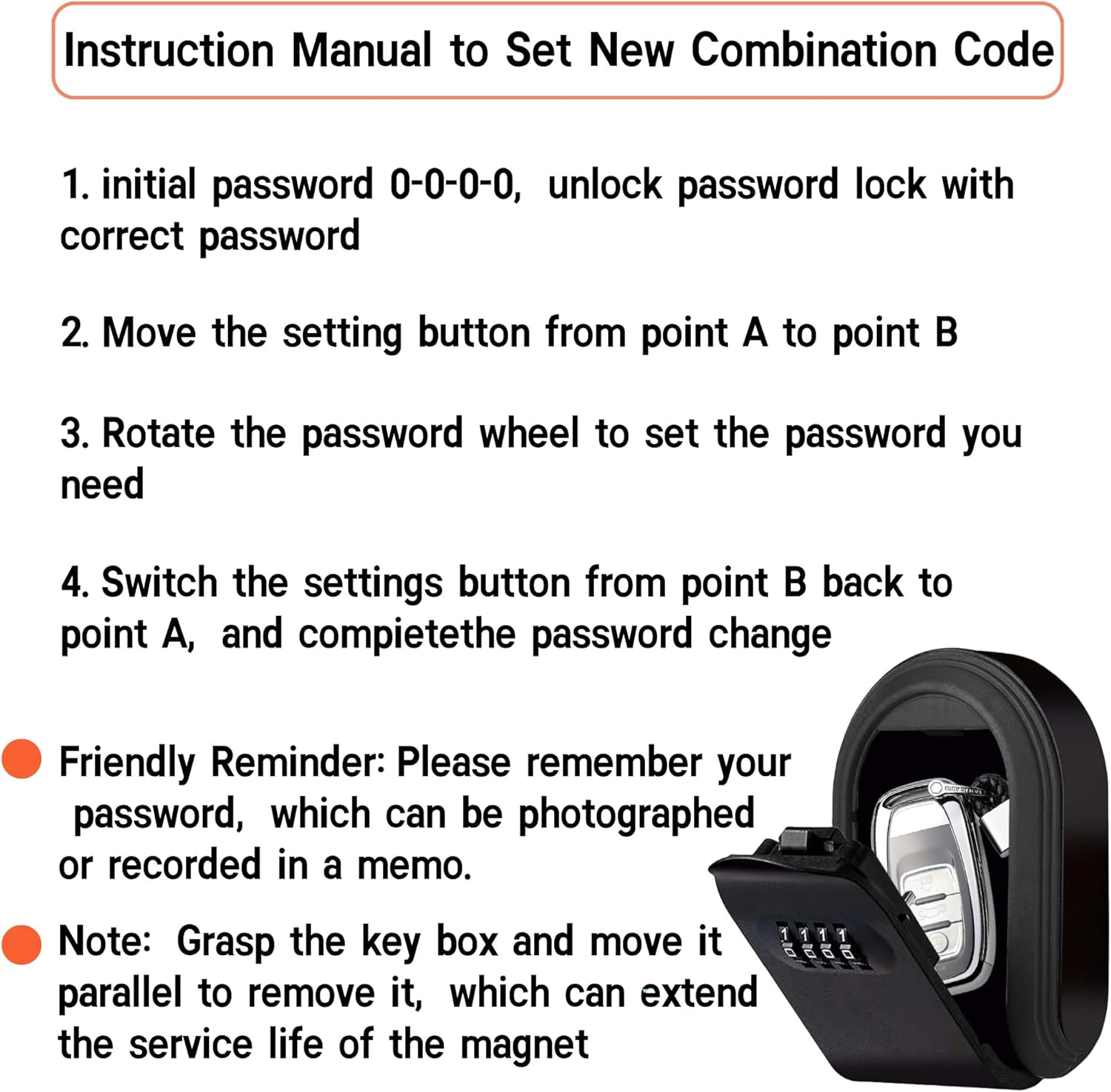 Magnetic Key Lock Box, Key Holder with Combination Lock under Car, Magnet Hide a