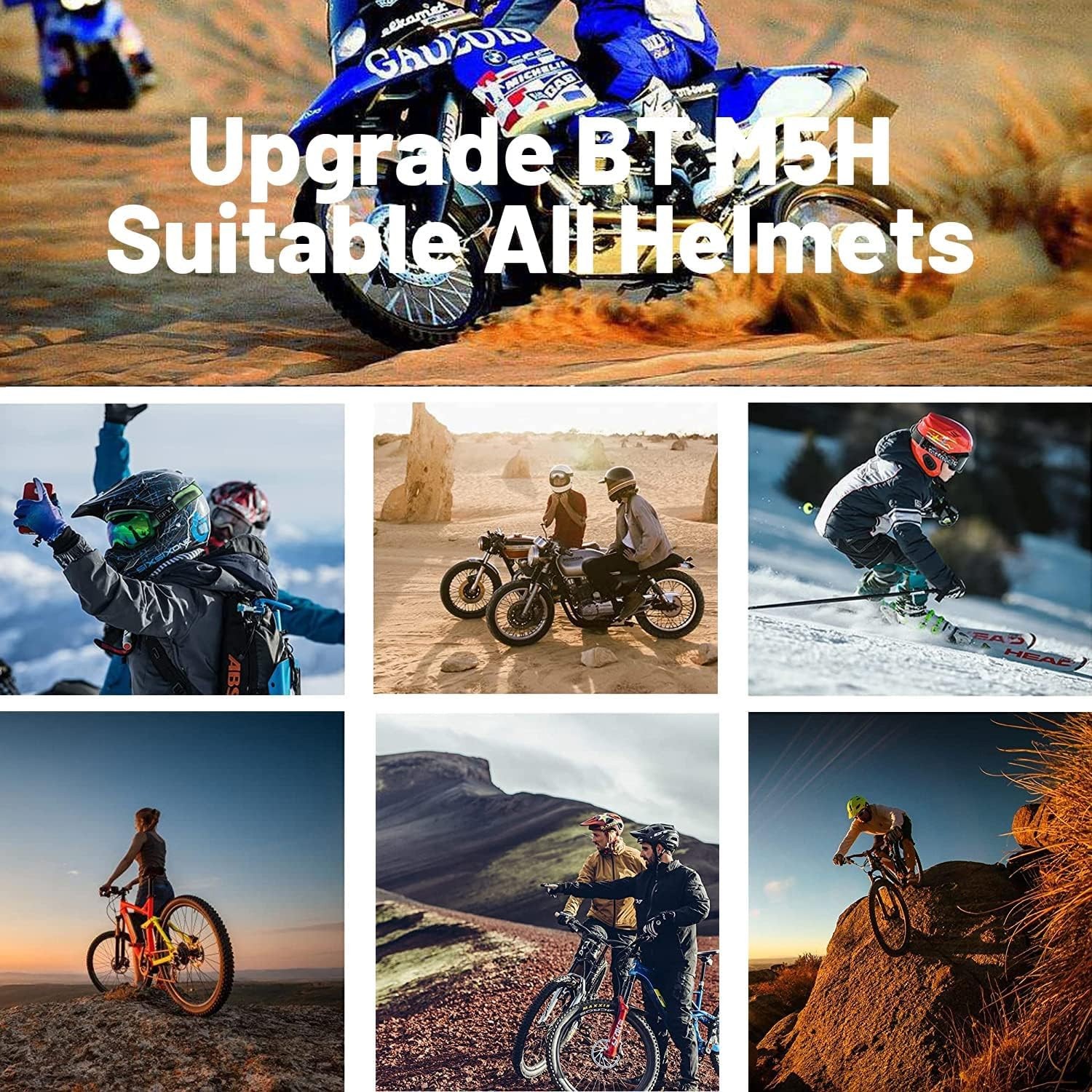 Bluetooth 5.0 Wireless Motorcycle Helmet Headset Speaker Call Control USA 2PCS