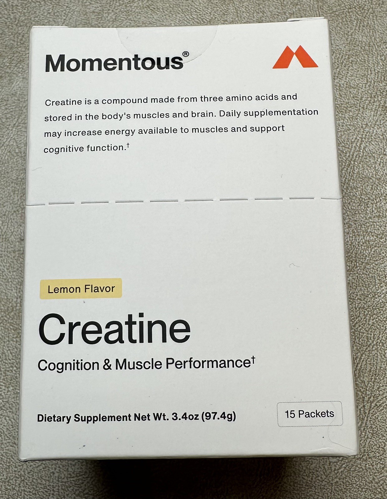 Brand New Factory Sealed Momentous Creatine 15 Packets, Cognitive Muscle Support