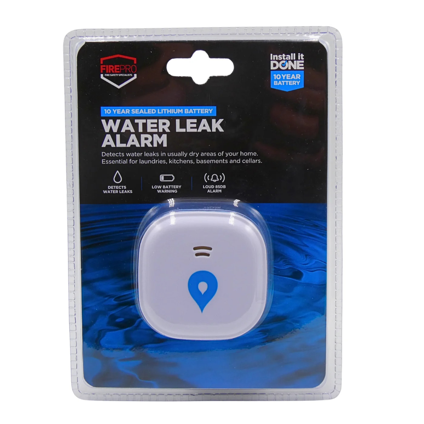 FirePro 10 Year Lithium Battery WATER LEAK ALARM Early Leak Detector EASY DIY*