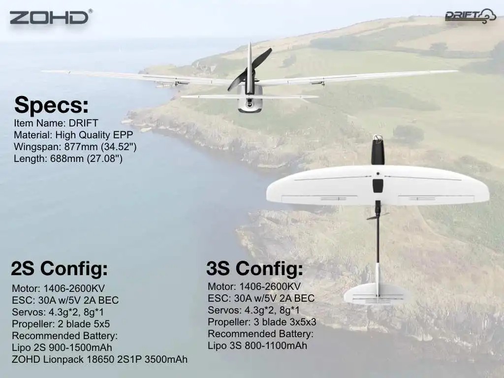 ZOHD Drift 877mm Wingspan FPV Drone AIO EPP Foam UAV Remote Control