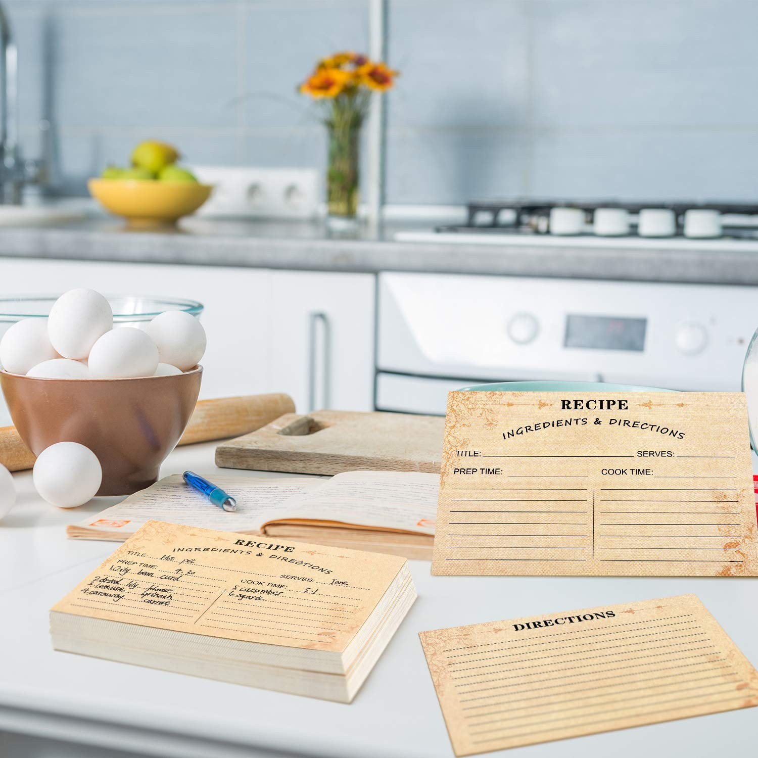Outus 80 Pack Recipe Cards 4 x 6 Inch Kraft Double 4 x 6 inch, Color