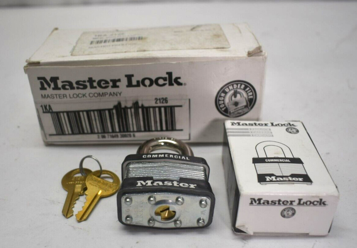 Lot of 5 Master Lock 1KA Keyed Alike Matching Identical Laminated Padlocks