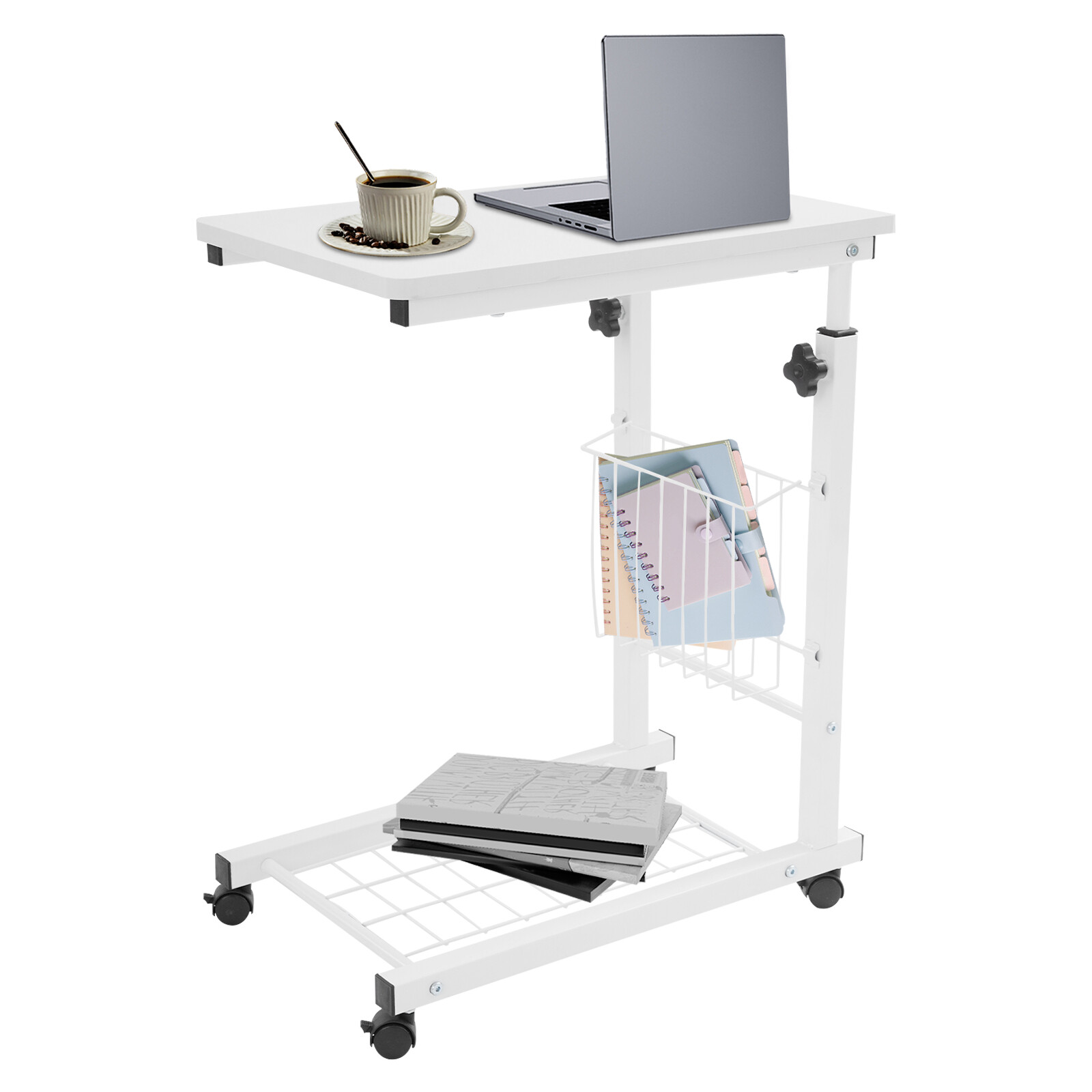 Adjustable Bed Side Table, Side Table with Wheels, Mobile Standalone Table New