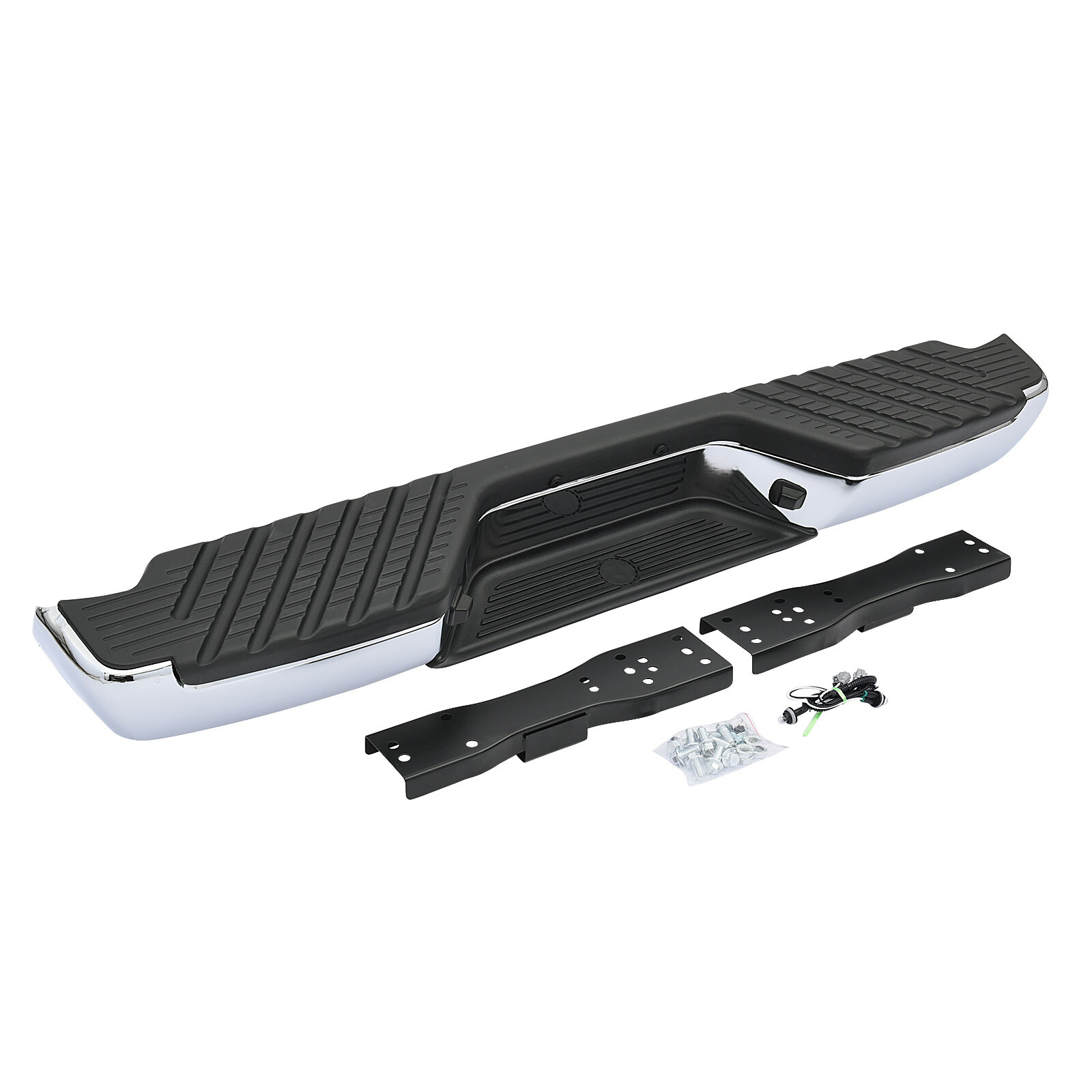 Complete Chrome Rear Step Bumper Assembly For 1998-2004 Nissan Frontier - Steel