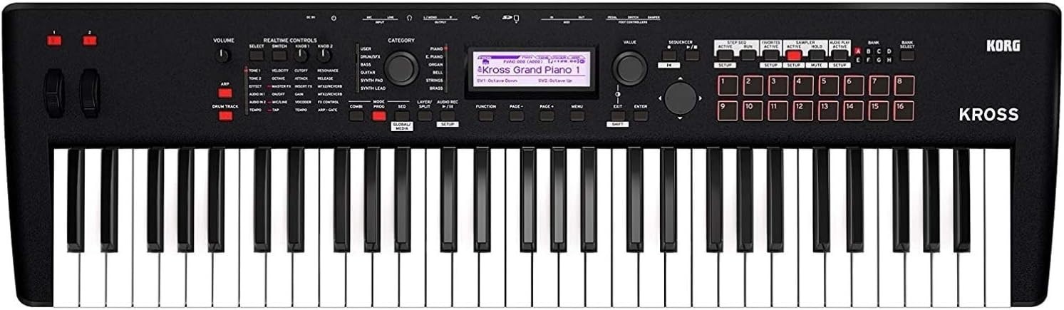 Korg Kross 2 61-Key Performance Synthesizer Workstation with Increased Sounds, S