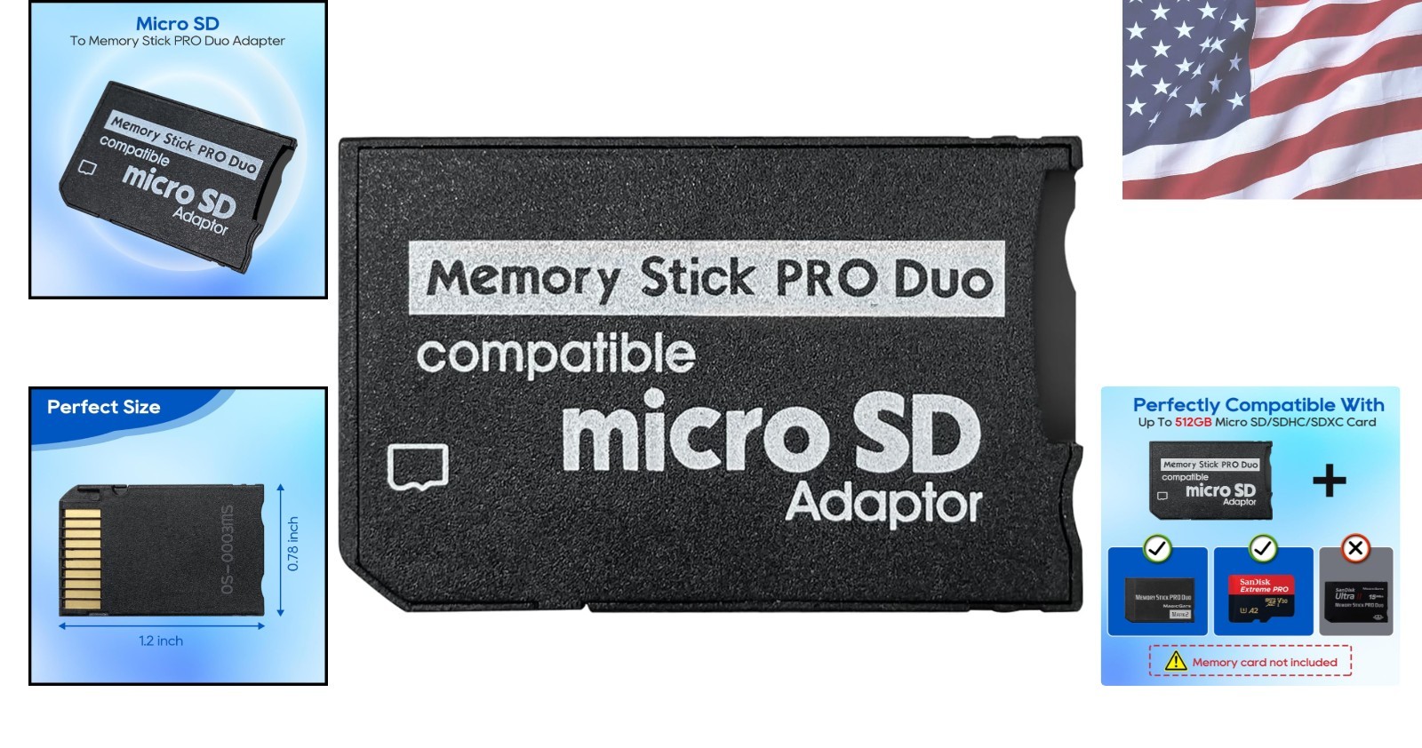 PSP Memory Stick Adapter - Upgrade Storage to 512GB with Micro SD Compatibility
