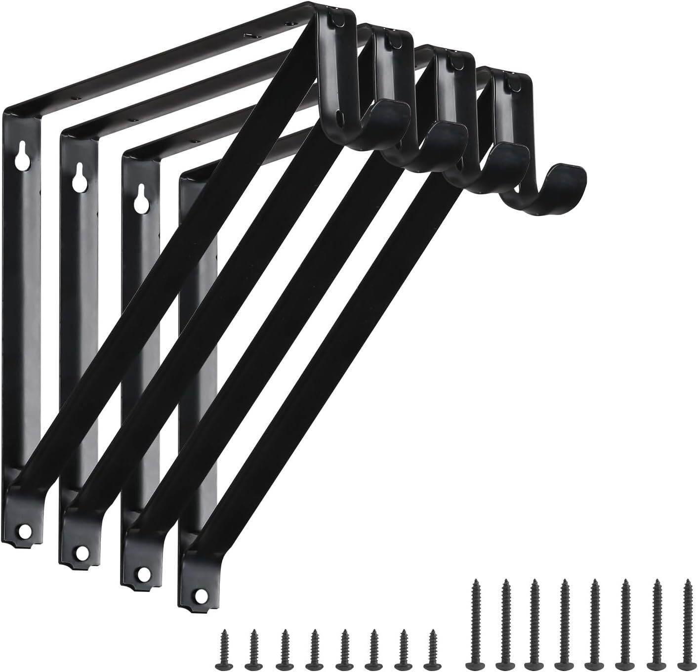 HOME MASTER HARDWARE Heavy Duty Closet Shelf & Rod Brackets, 4 Pack, Black