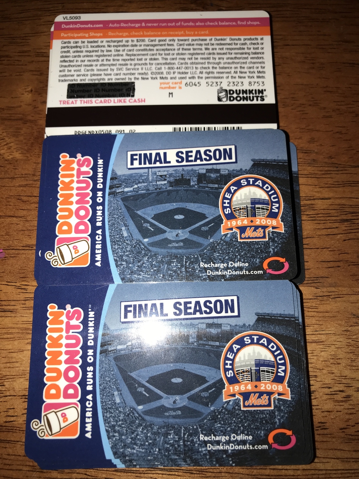 Dunkin Donuts New York’s Mets Final Season At Shea Stadium New Unused, Gift Card
