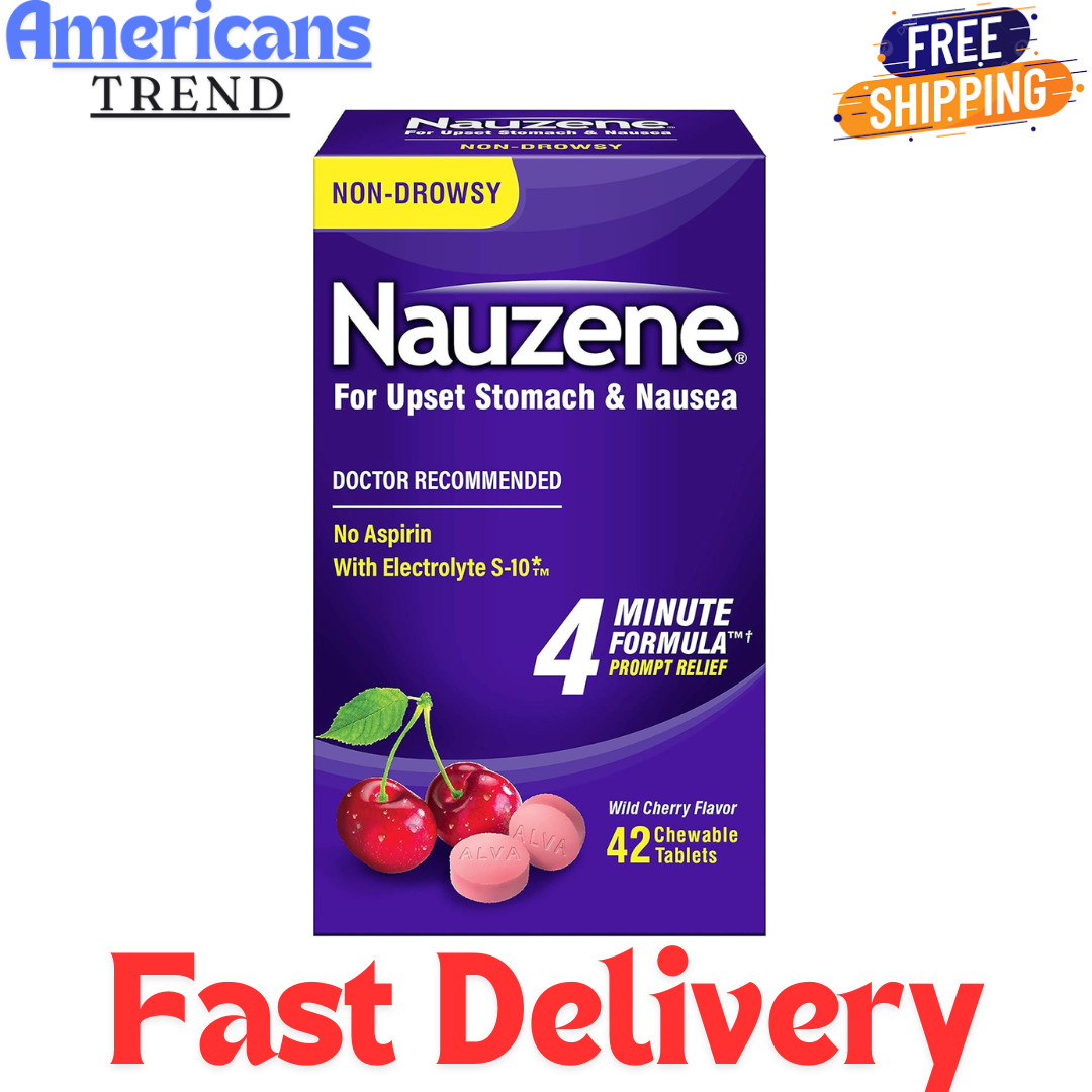 Nauzene Nausea Relief Chewable Tablets Wild Cherry Flavor, 42 Count (Pack of 1)