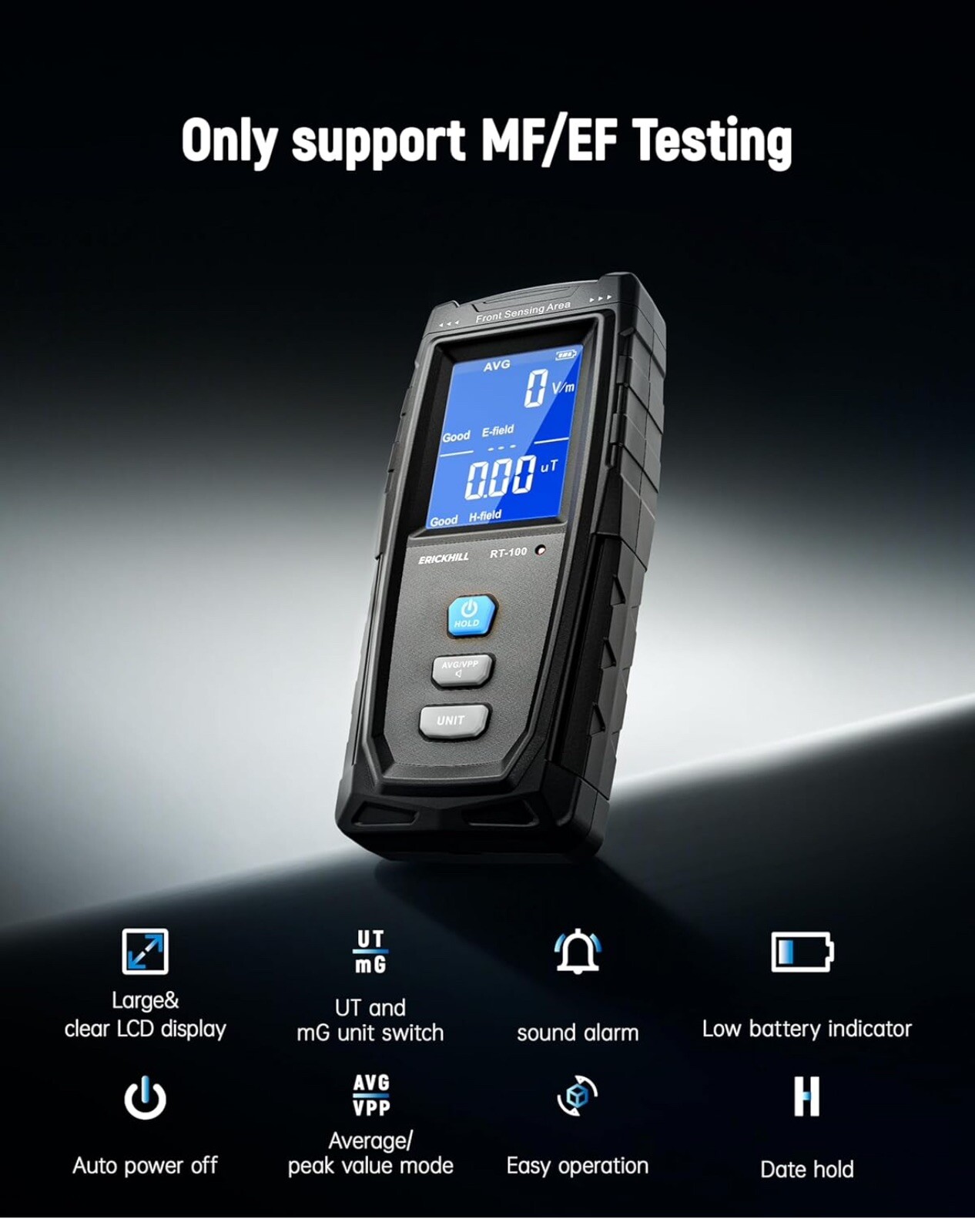 ERICKHILL EMF Meter LCD Digital Electromagnetic Field Radiation Smart Detector
