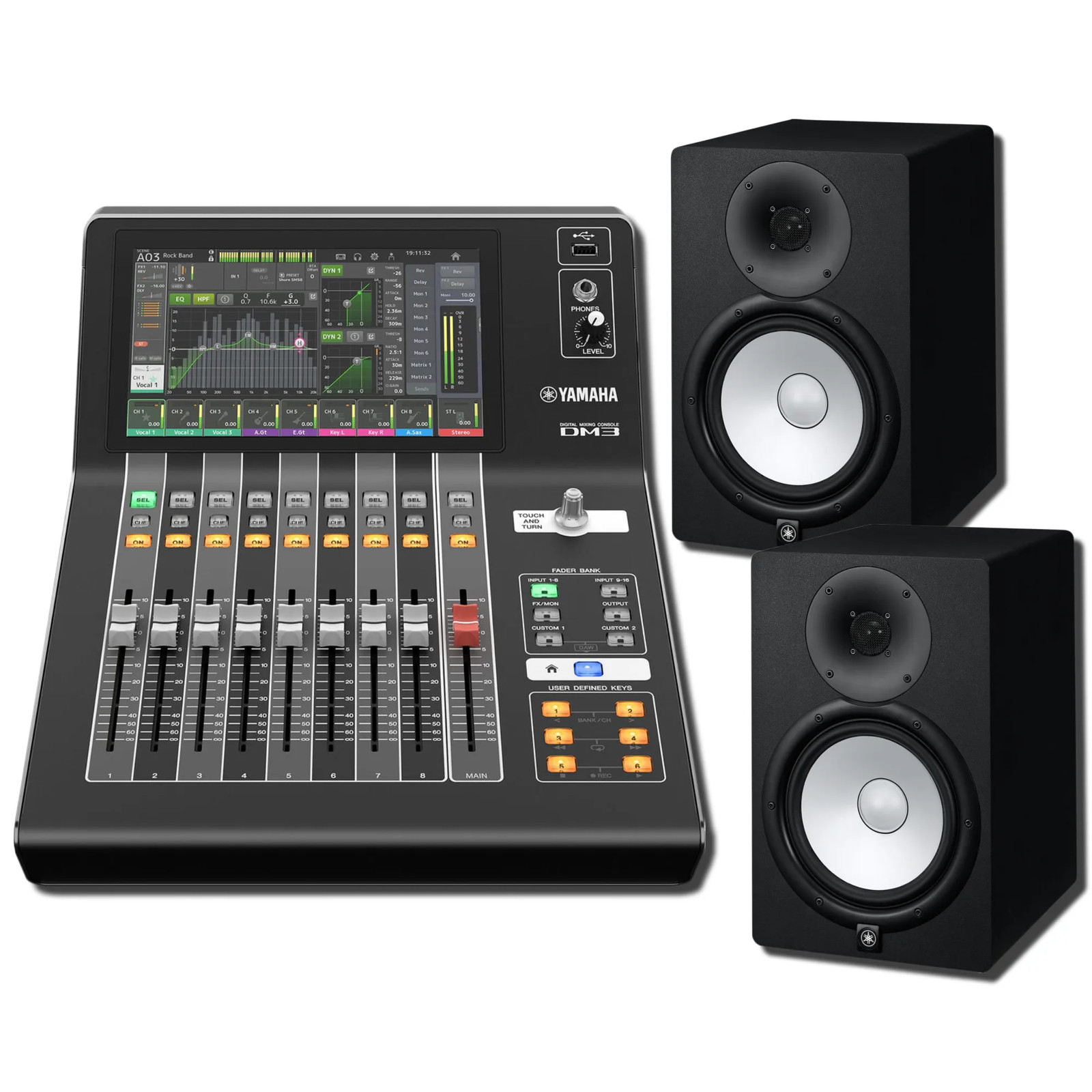 Yamaha DM3S 22-Ch Digital Mixer w/ 2x HS8 8-Inch Powered Studio Monitors