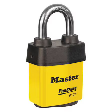Master Lock 6121Kaylw Lockout Padlock, Keyed Alike, Steel, Yellow, 1 1/8 In