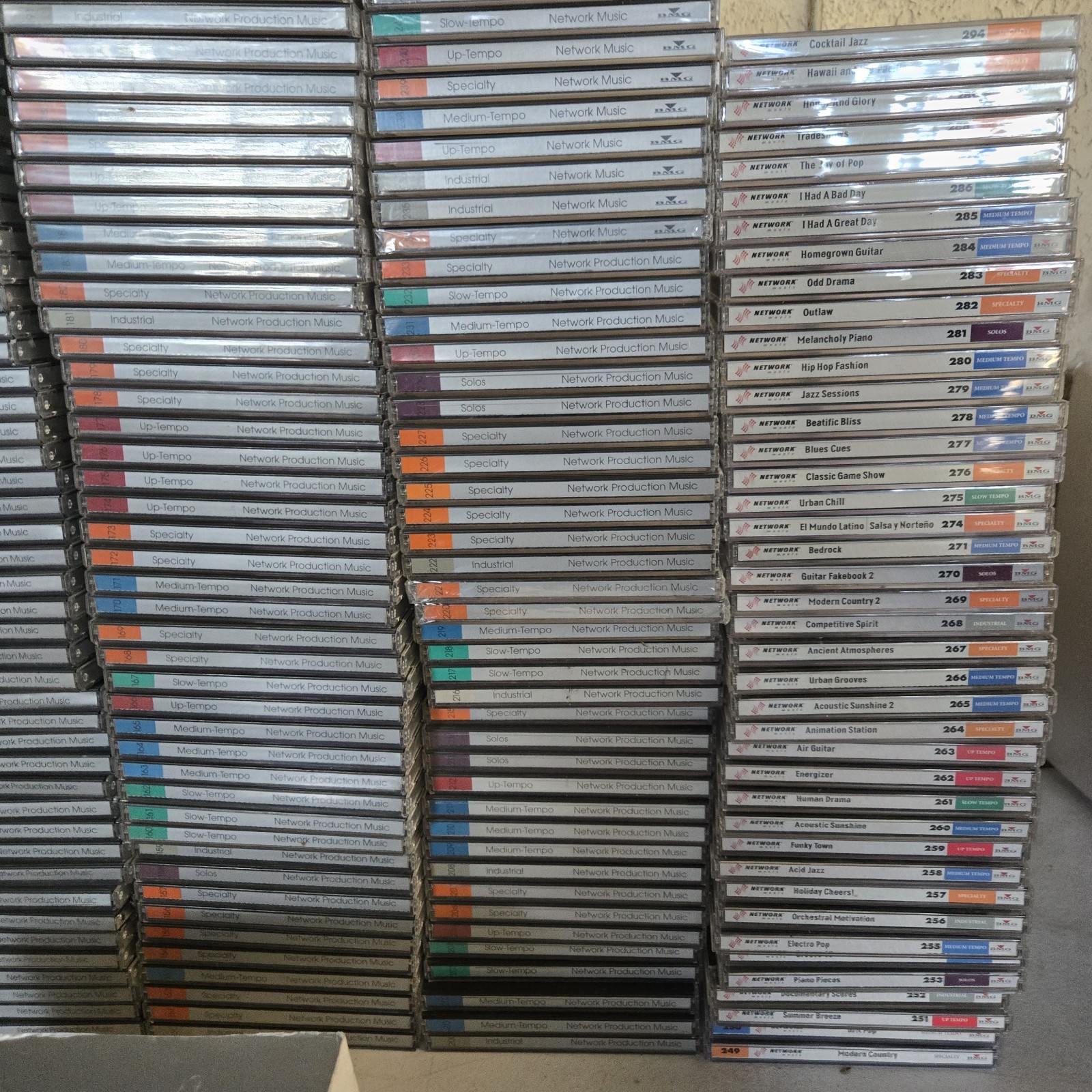 Network Production Music Audio CDs & Sound Effects Sampling 288 CD LOT w/Catalog